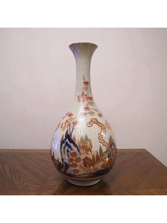 Other - Vtg SATSUMA Pottery SHIMAZU FAMILY CREST Hand Painted Large Porcelain Vase 18.5"